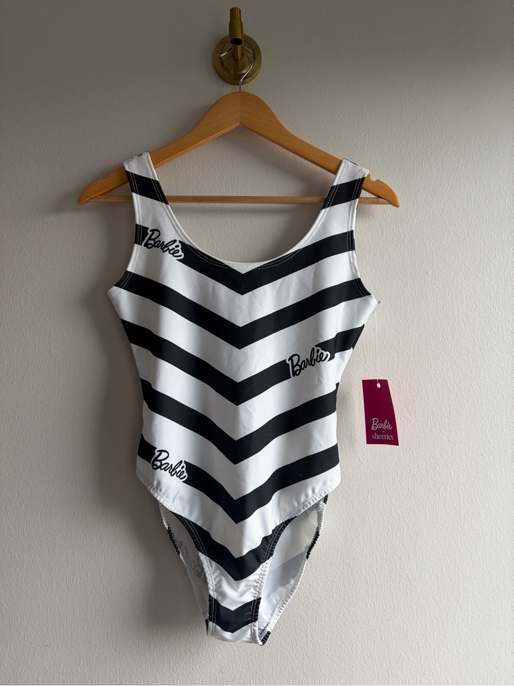 Barbie Black & White Striped One-Piece Swimsuit
